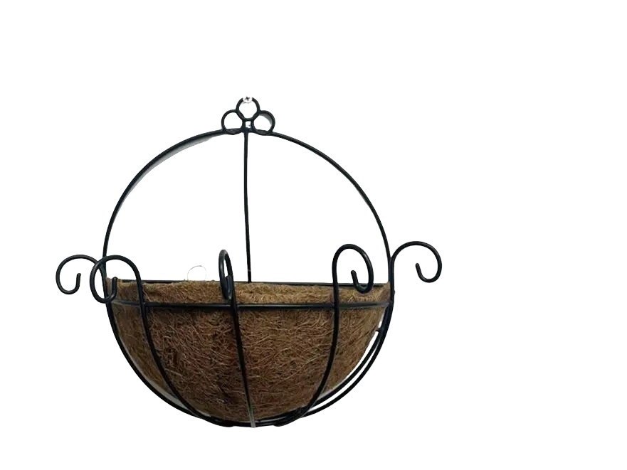 28cm wall-mounted metal hanging basket with coco liner by Alton Flowers, ideal for outdoor garden or patio display.