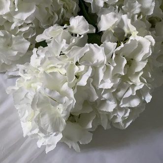 Flowers Hydrangeas (artificial) arranged in a ceramic pot. AAA435