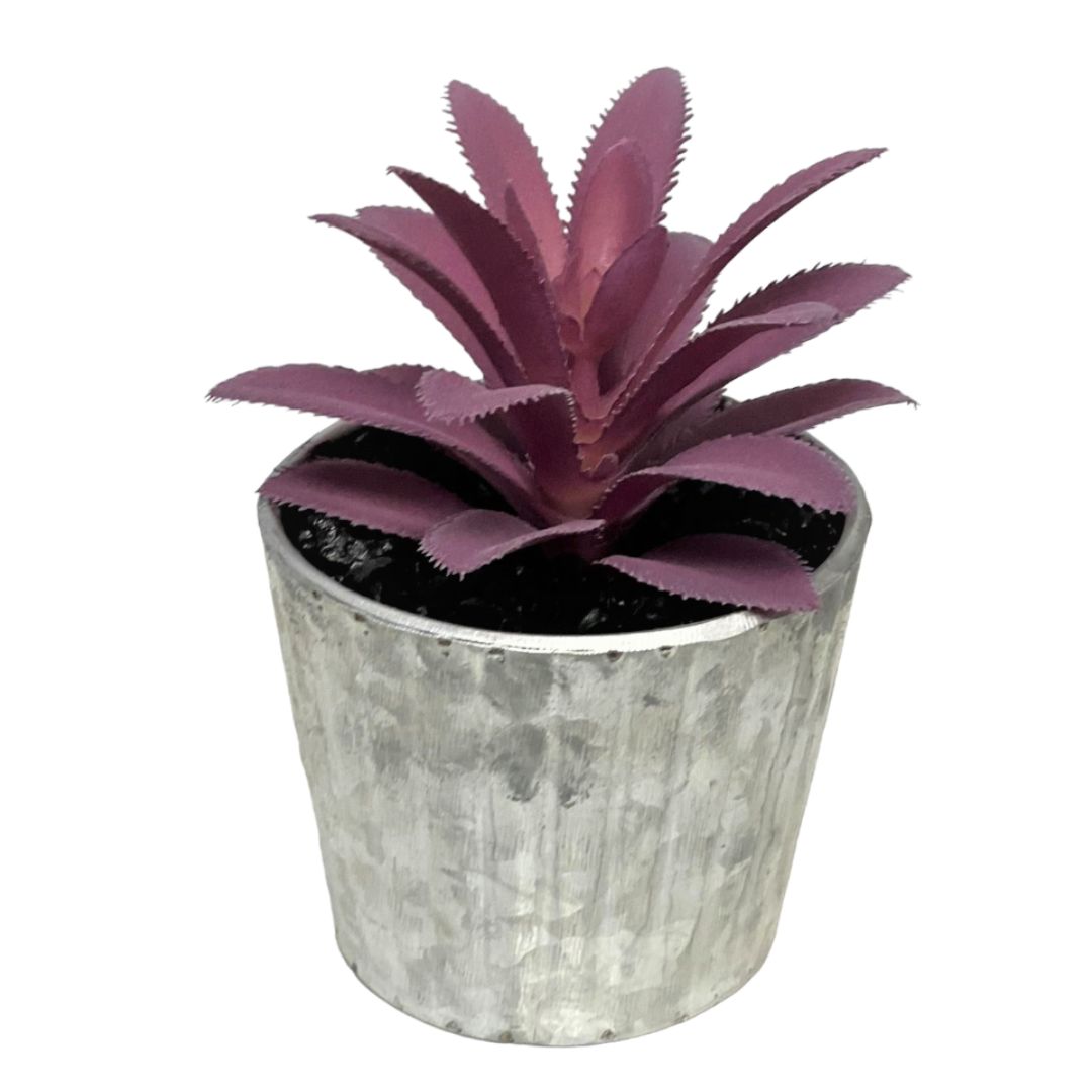 artificial plants in silver pots 12cm Artificial Purple Succulent in Silver Pot