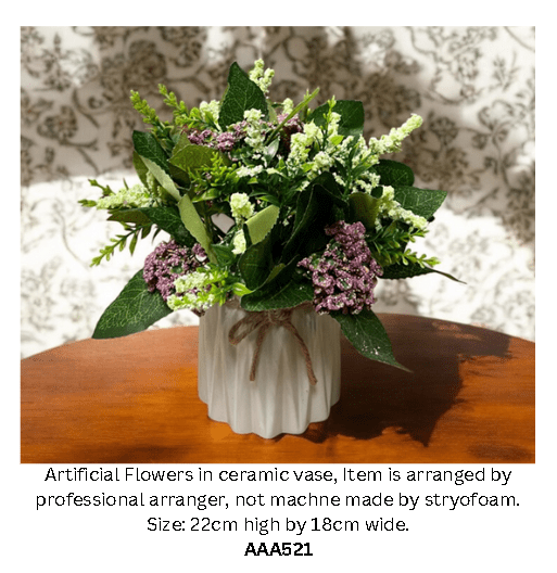 Artificial Flower Arrangement in a ceramic vase, home decor AAA521