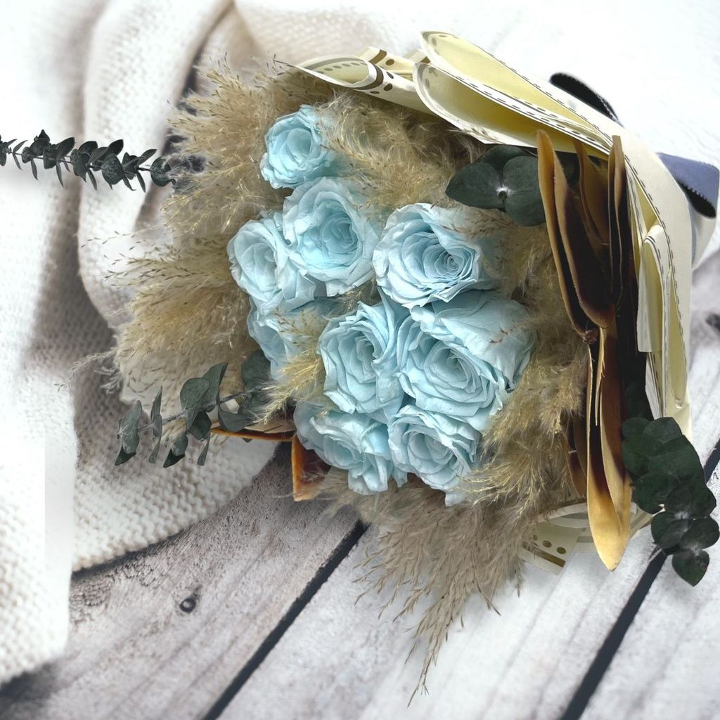 2023 Forever Roses Bouquet Pampas Valentine's Day Gift Preserved Dried Flowers AAA558