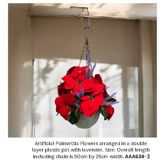 Hanging Flower Arrangement Poinsettia, home decor, events AAA639-3