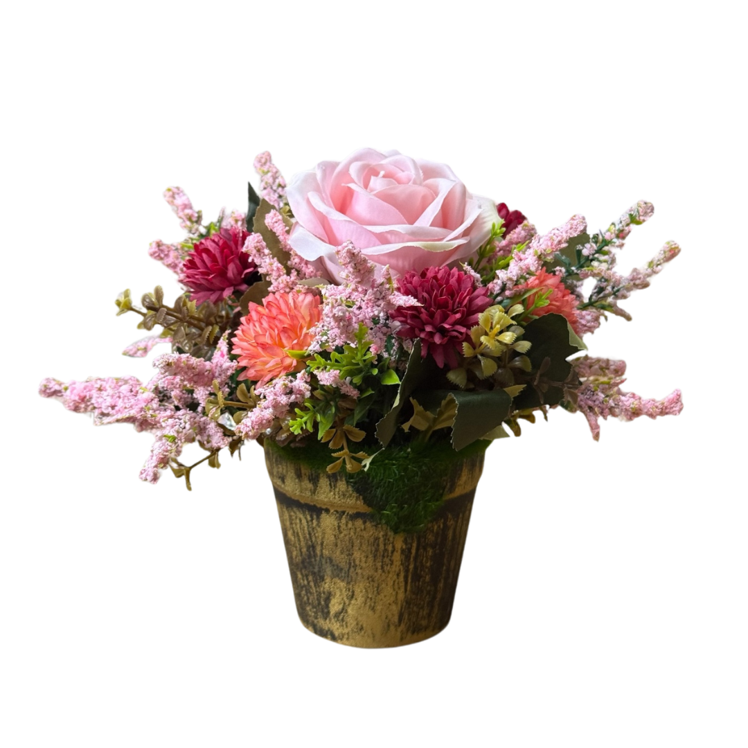 Artificial flower arrangement with flowers use in home decoration and office places