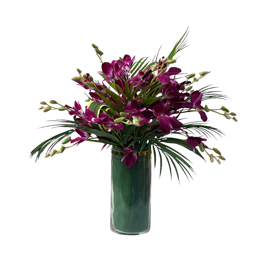 Artificial 80cm flower arrangement with plants and leaves by Alton Flowers, ideal for home decor and event decoration.