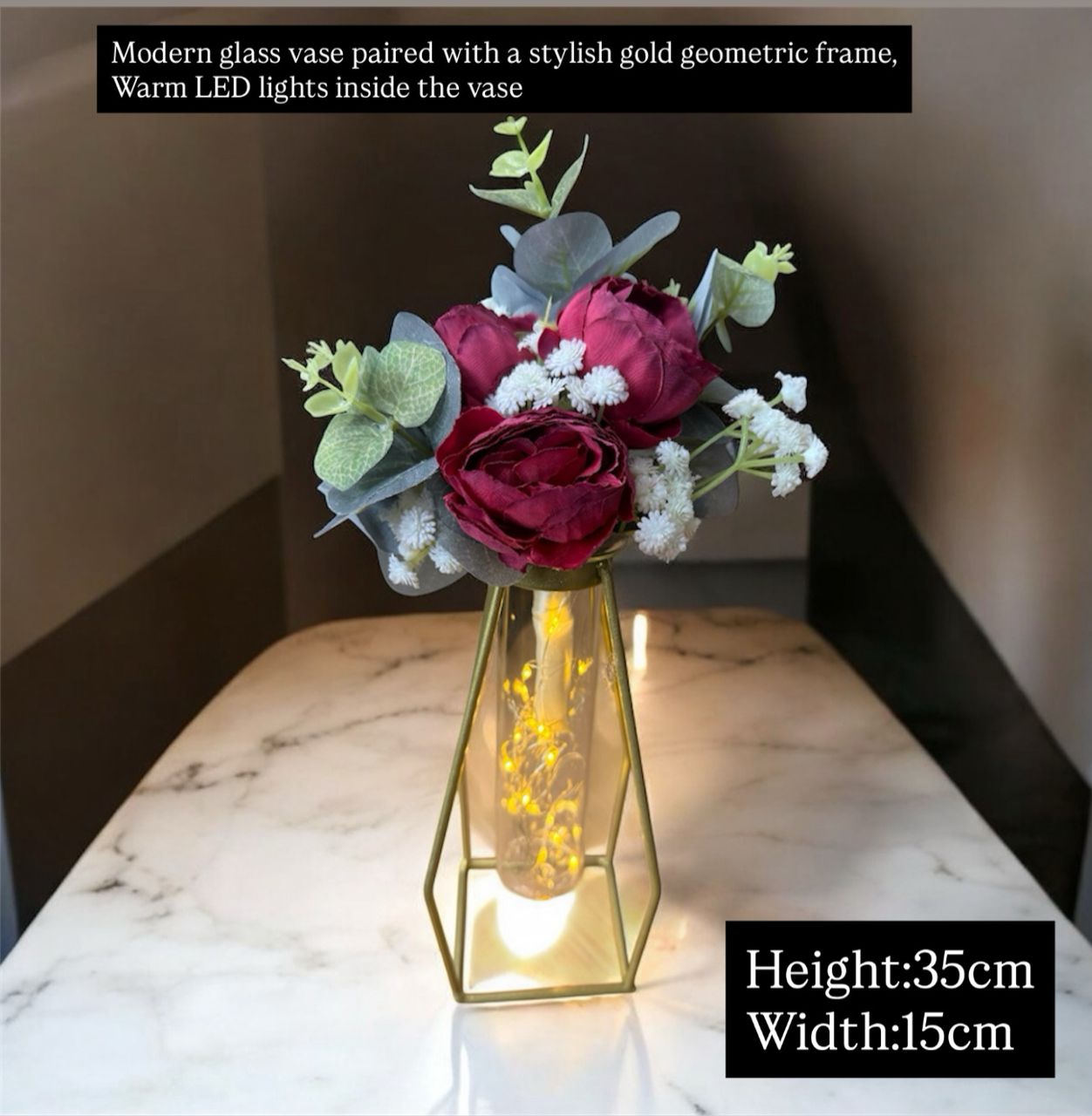 35cm Radiant Bloom LED Floral Vase Arrangement AAA922