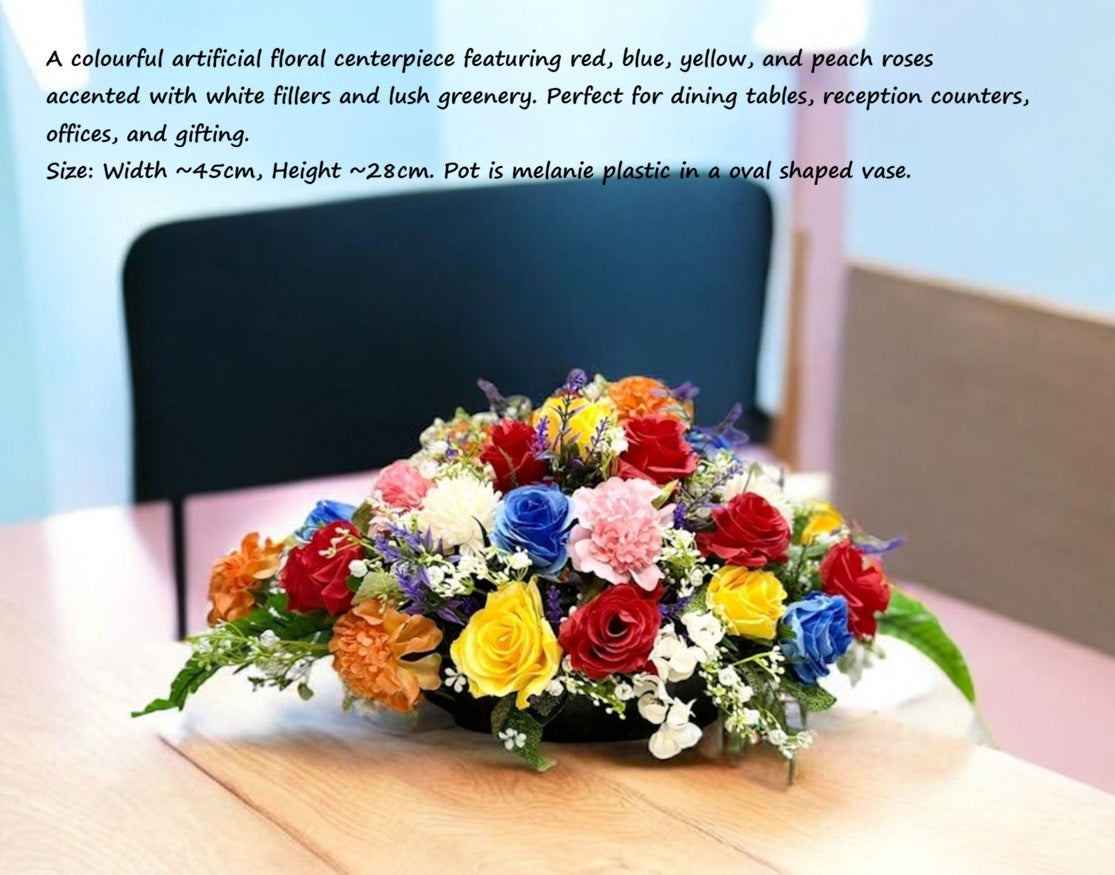28cm Vibrant Mixed Floral Arrangement – Approx. 45cm × 28cm AAA927