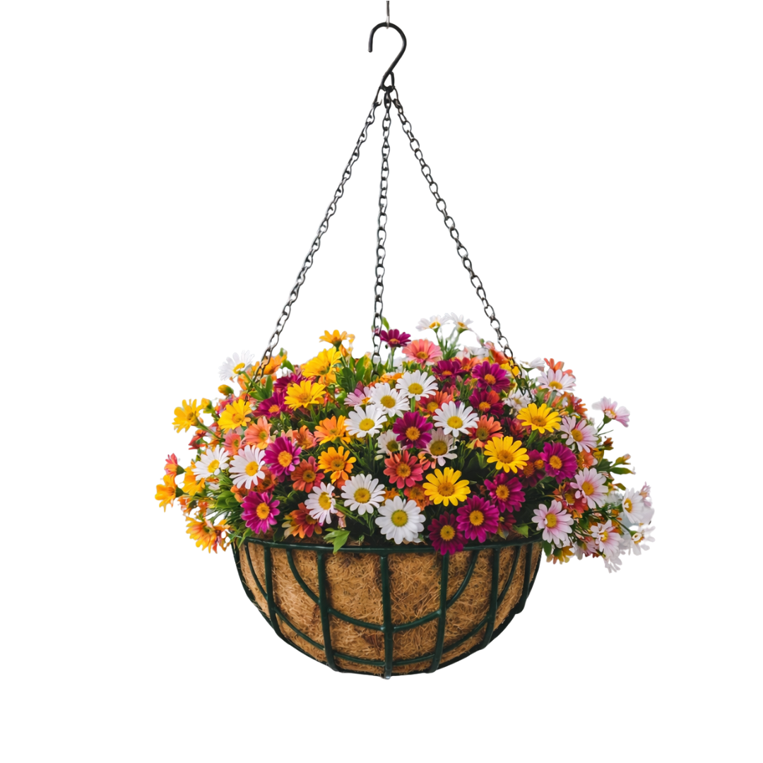 37cm Artificial Daisy in a hanging pot | Artificial Flowers | Hanging Plants AAA948