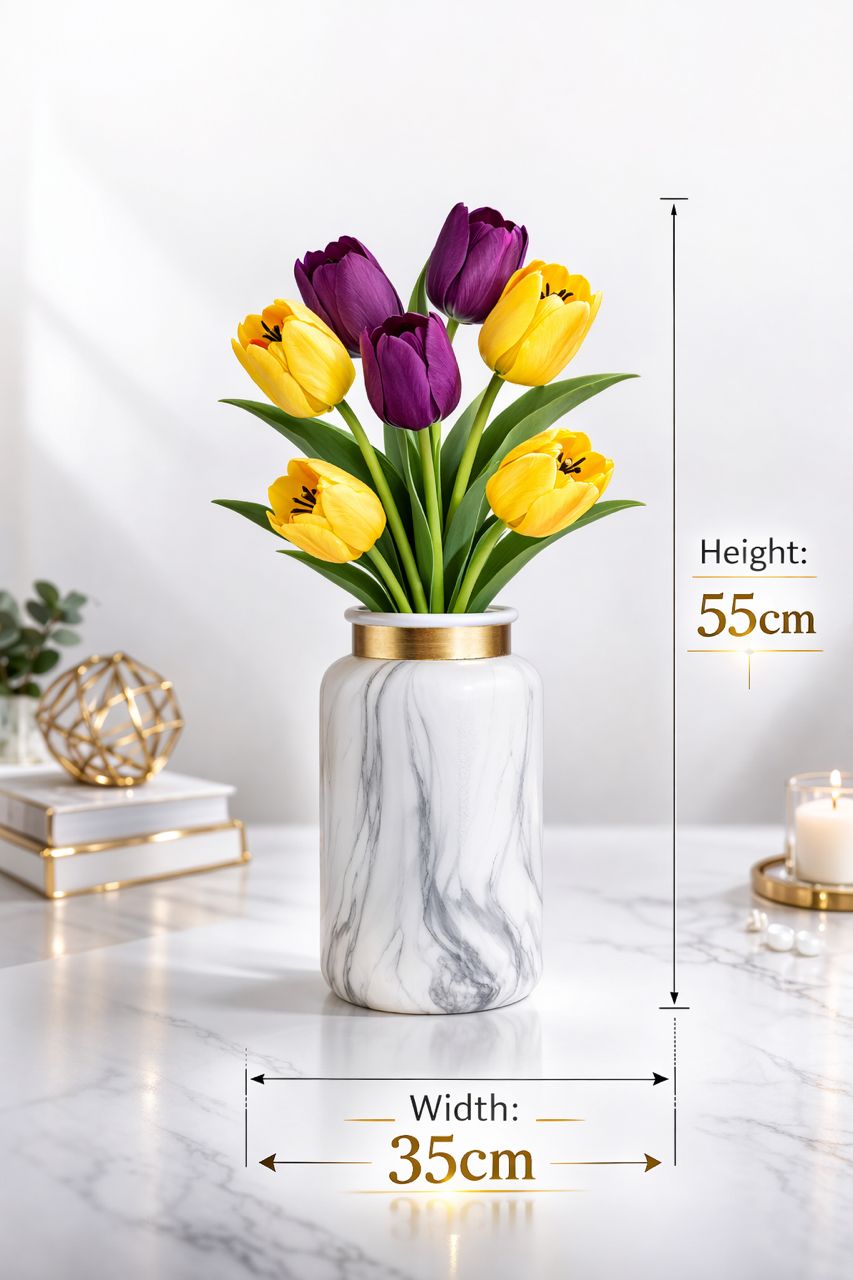 Elegant Tulip Artificial Flower Arrangement AAA954-1 Pur/Ylw