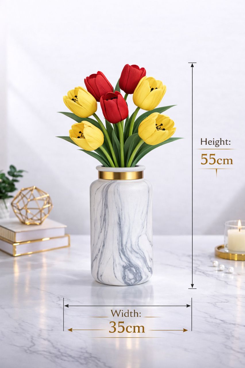 Elegant Tulip Artificial Flower Arrangement AAA954-1 Pur/Ylw