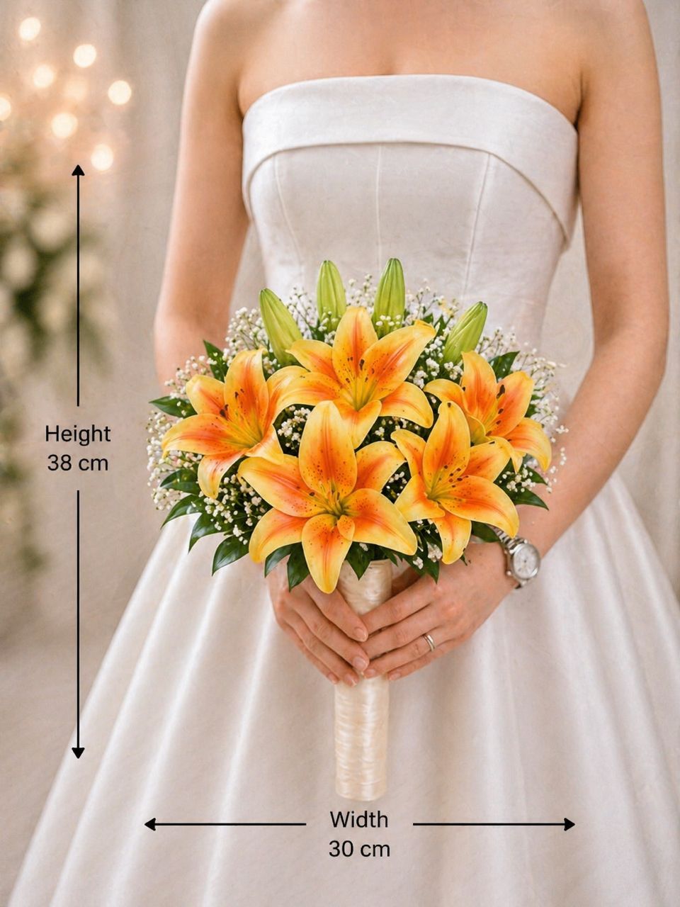 Elegant Hand Bouquet Artificial Lily Flower, Wedding, Photoshoot, Special Occasions AAA969
