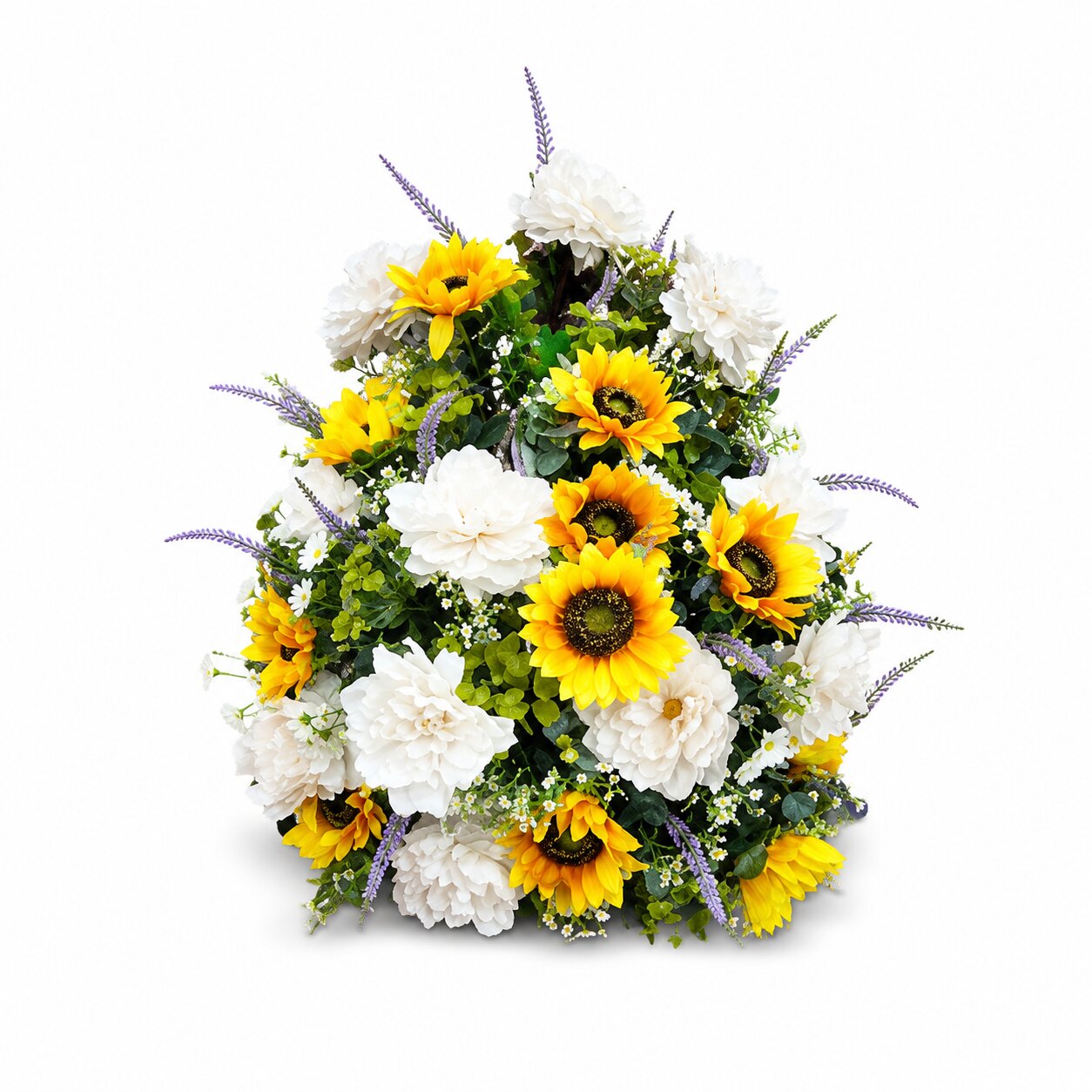 Artificial Sunflower & White Floral Standing Arrangement