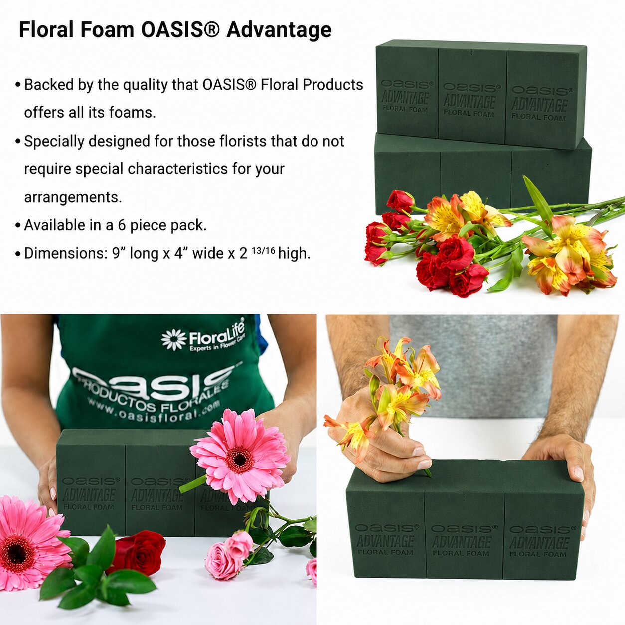 Oasis Advantage Floral Foam Brick – Fresh Flower Arrangement Foam - Alton Flowers