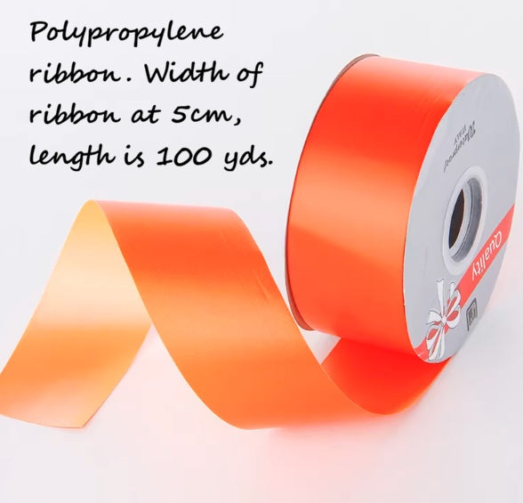 Cream-colored polypropylene ribbon for wedding decor and events, 5cm wide, 100 yards, by Alton Flowers N Gifts