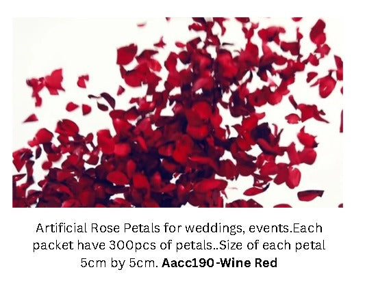 Wine red artificial rose flower petals for weddings and events, decorative floral accents by Alton Flowers