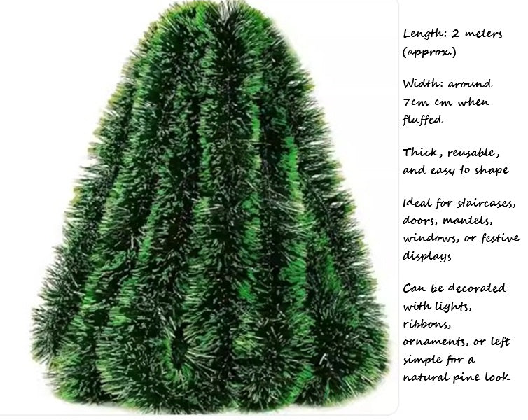 2M Artificial Christmas Garland Bunch – Lush Pine Decoration