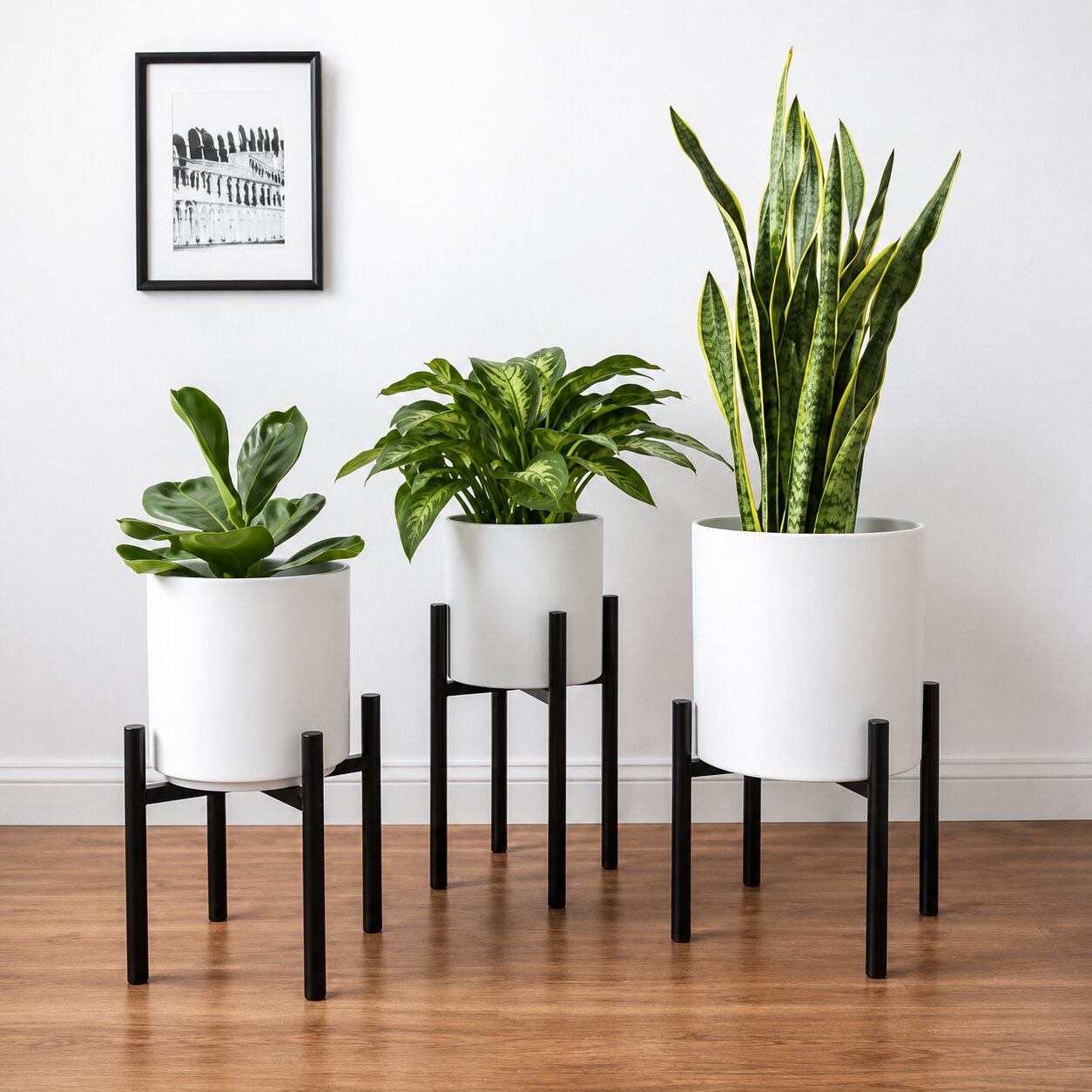 Heavy-duty 42cm metal planter pot stand by Alton Flowers, durable garden and home decor accessory for indoor or outdoor use.