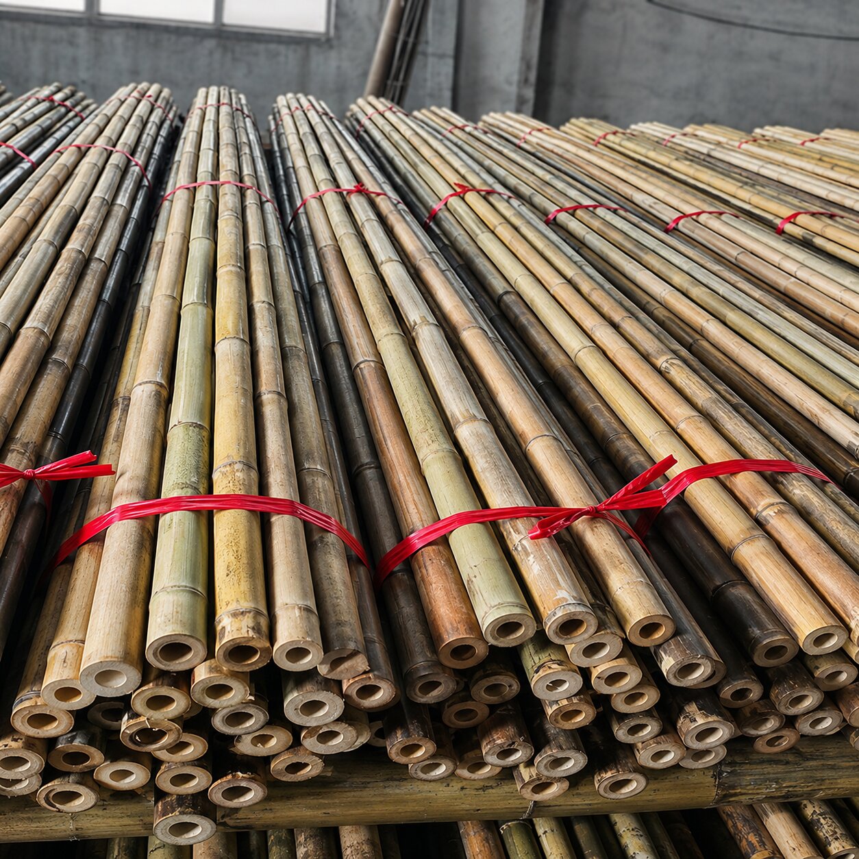 Natural dried bamboo pole, 145cm, heavy-duty garden plant support stake by Alton Flowers, ideal for supporting garden plants.