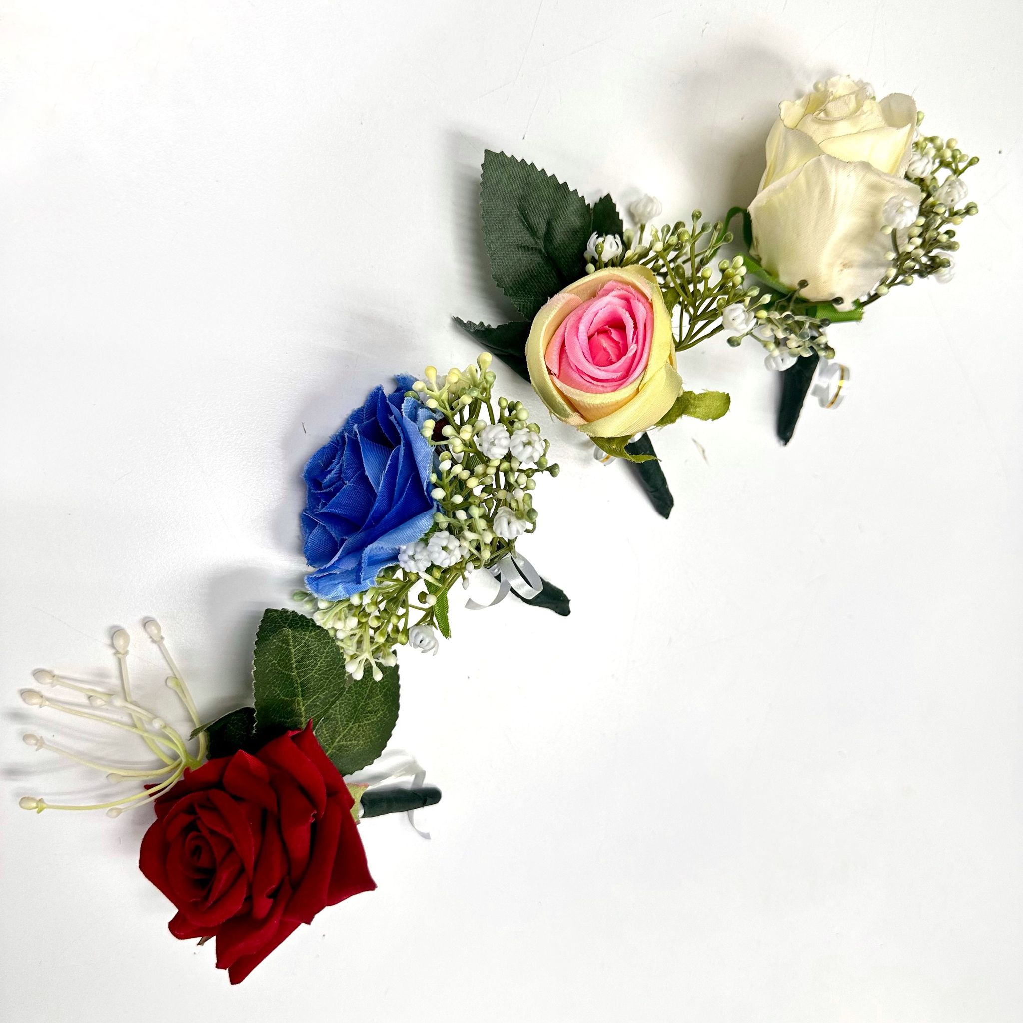 Artificial Rose Boutonniere Corsage Pin On for Wedding Event Aacc309