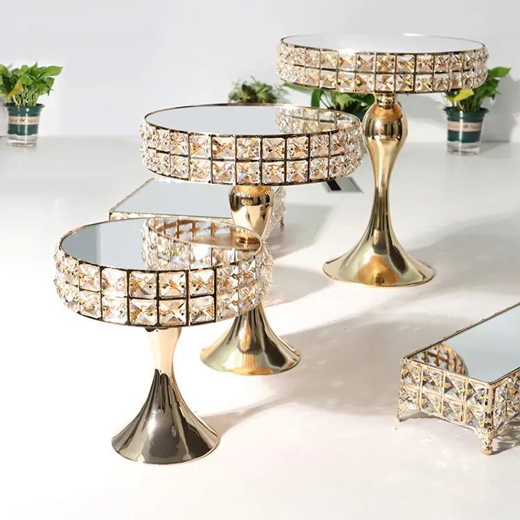 【SG】Decorative Mirror Tray Glass Display Tray Golden Jewelry Tray, Wedding, Events Aacc314