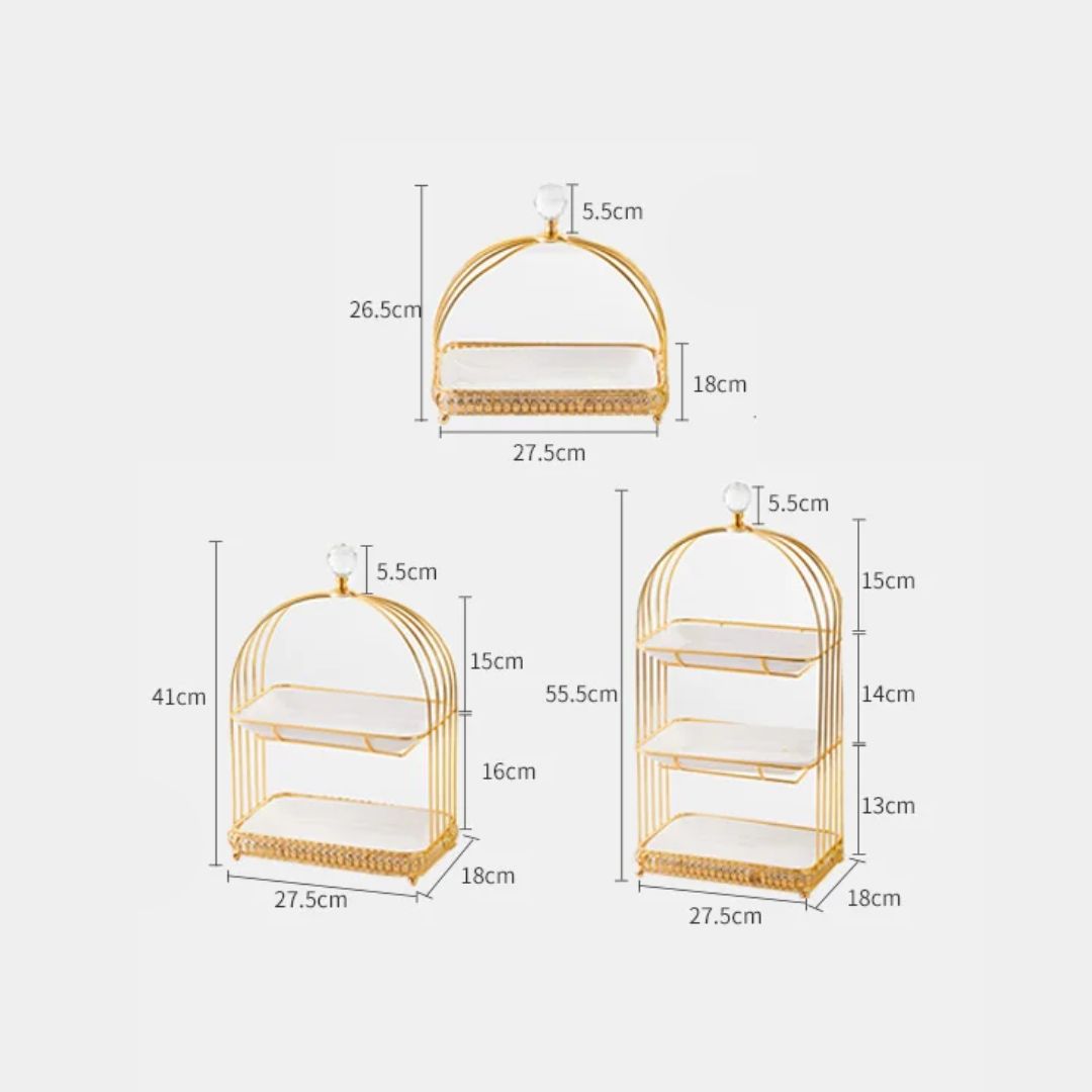 【SG】Decorative Decorative Tiered Tray Glass Display Tray Golden Jewelry Tray, Wedding, Events Aacc317