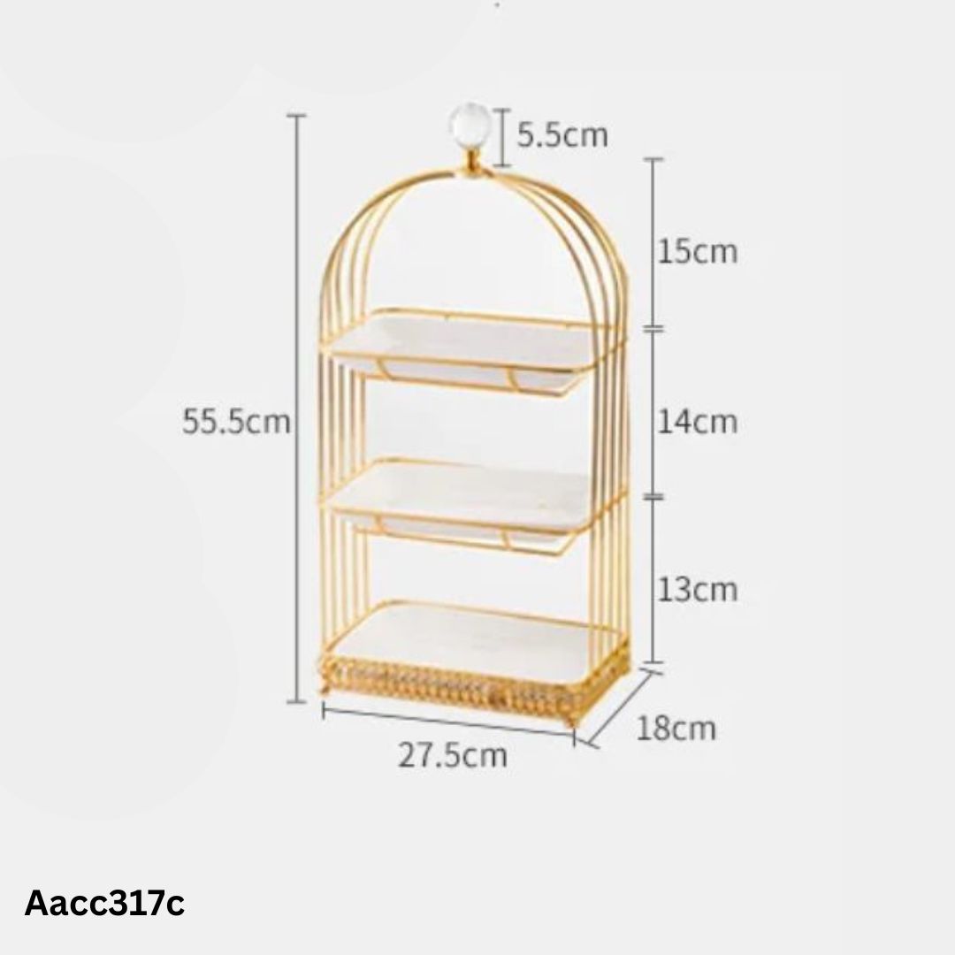 【SG】Decorative Decorative Tiered Tray Glass Display Tray Golden Jewelry Tray, Wedding, Events Aacc317