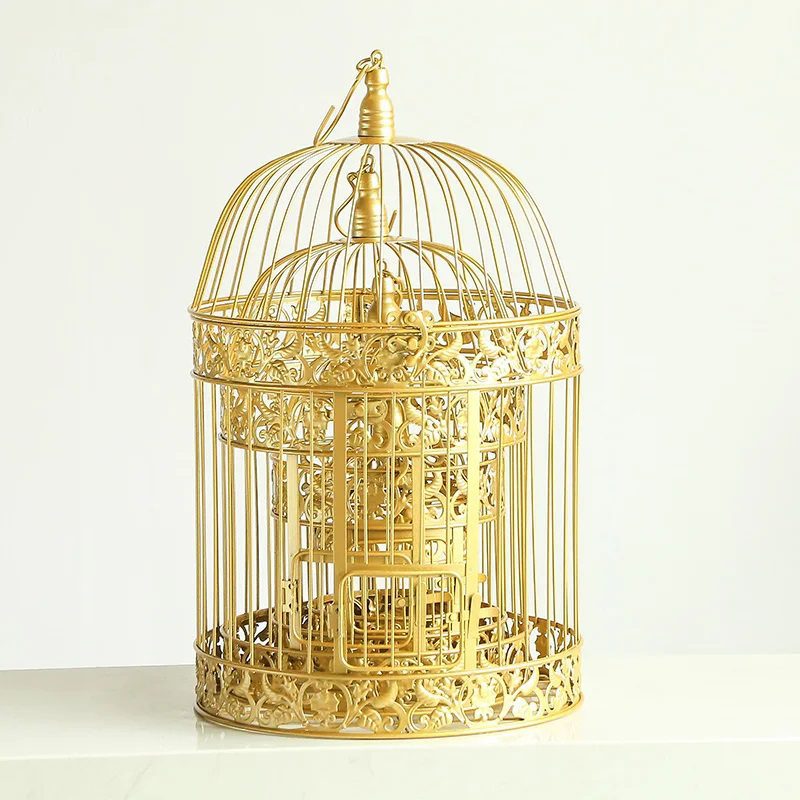 【SG】Decorative Decorative Bird Cage Tray Display Tray Golden Jewelry Tray, Wedding, Events Aacc318