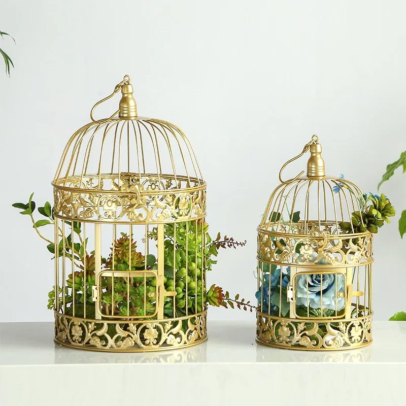 【SG】Decorative Decorative Bird Cage Tray Display Tray Golden Jewelry Tray, Wedding, Events Aacc318