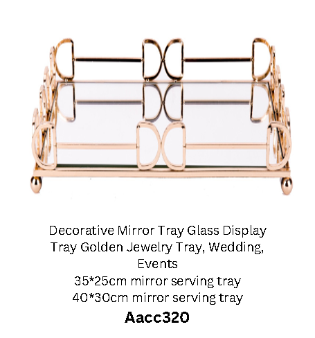 Luxury Gold Metal Mirror Tray | Elegant Display Tray for Home & Events