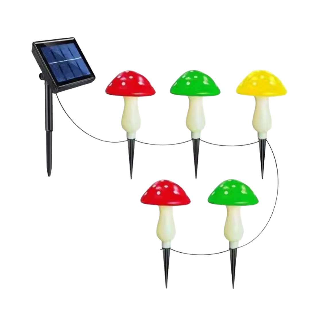 Pack of 5 Mushroom LED Garden Solar Powered Lights Christmas home decor events lighting Aacc341