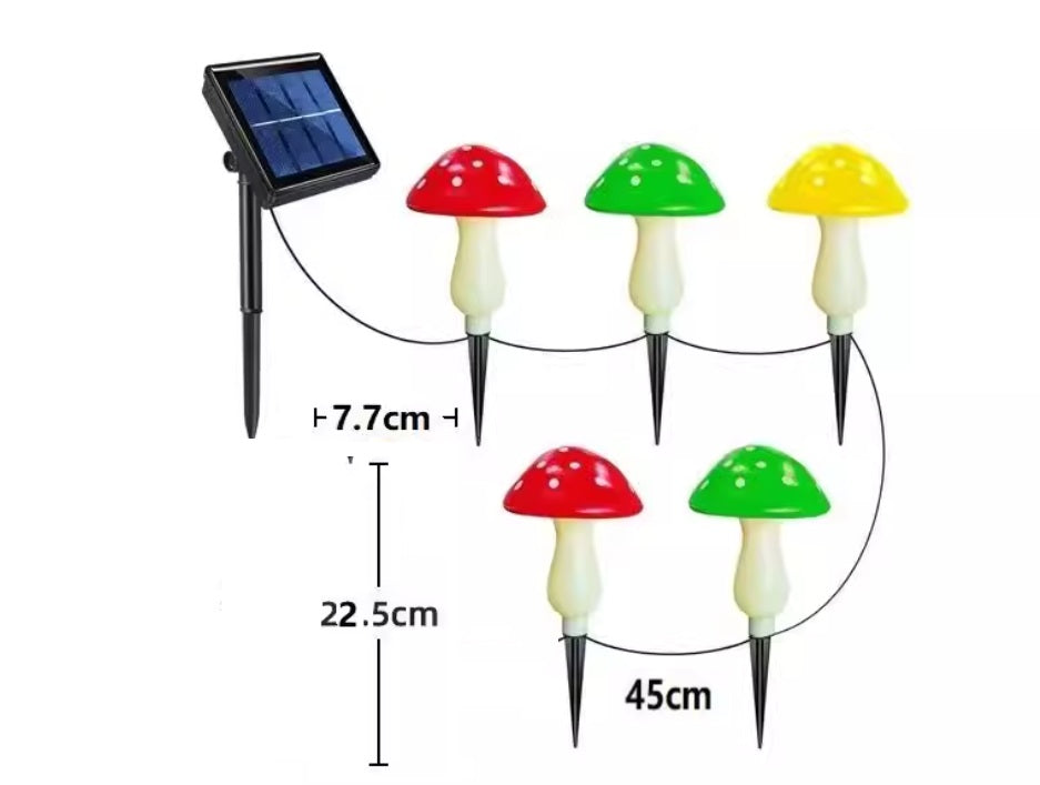 Pack of 5 Mushroom LED Garden Solar Powered Lights Christmas home decor events lighting Aacc341
