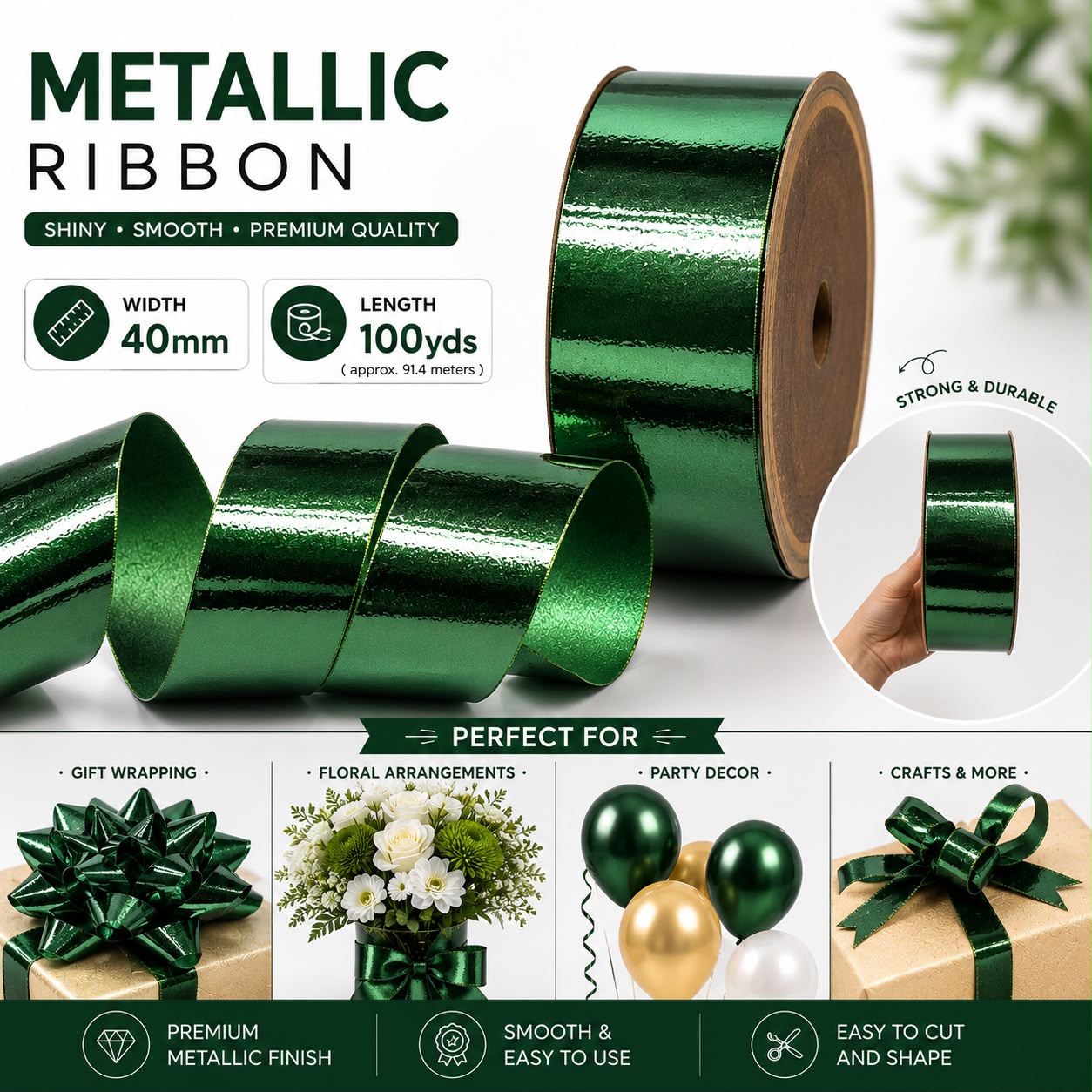 Metallic Ribbon for Events, Weddings, Parties, Corporate Events, Gift Wrappings, Decoration