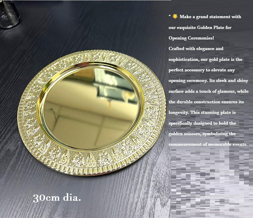 30cm Opening Ceremony Gold Round Tray Plate Aacc355