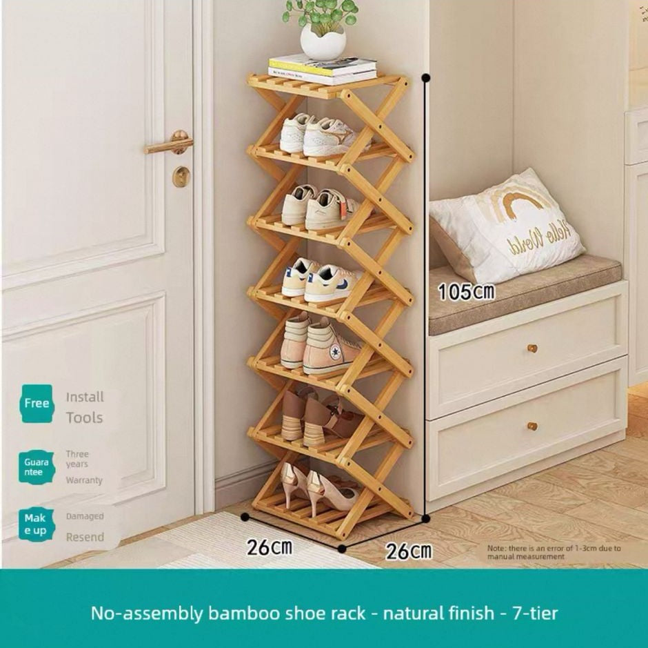 7-Tier Wooden Shoe Rack – Space-Saving Vertical Design (99cm Height) Aacc385