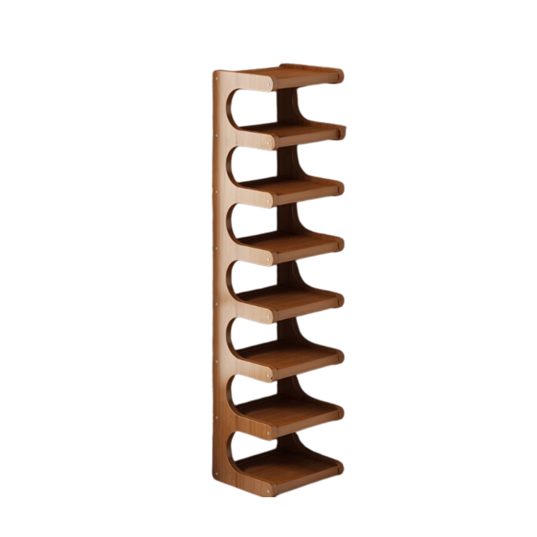 7-Tier Wooden Shoe Rack – Space-Saving Vertical Design (99cm Height) Aacc385