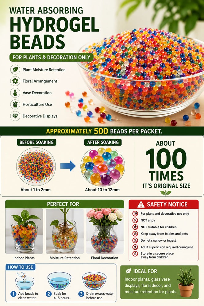 Colorful Alton Flowers N Gifts Water Sponge Beads, hydrogel Orbeez in various vibrant shades, shown in a clear container.