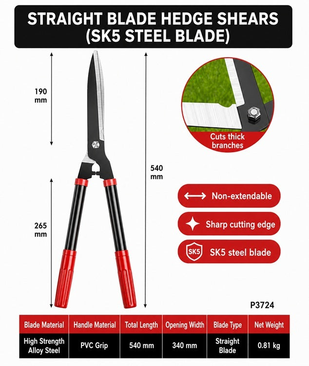 Aacc400 Advanced Wave Edge Hedge Shears (SK5 Steel Blade)