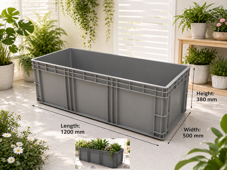 38cm Heavy Duty Grey Plastic Planter | Storage Trough