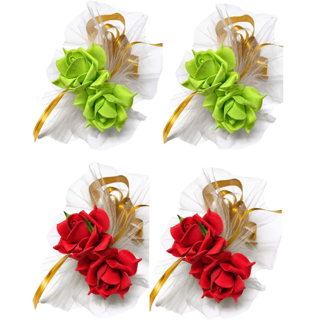 Wedding Car hand crafted Decorations Door Handle Flowers Ribbon Flowers Floral Silk Artificial Bouquet