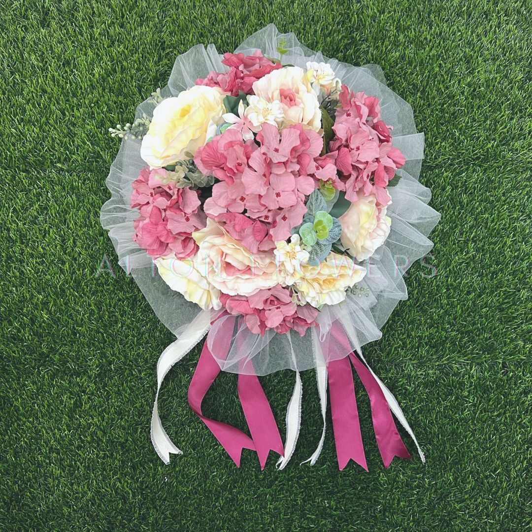 Handcrafted Bridal Wedding Car Decorations Front Bonnet Flowers Ribbon Flower Floral Silk Artificial Bouquet Centerpiece