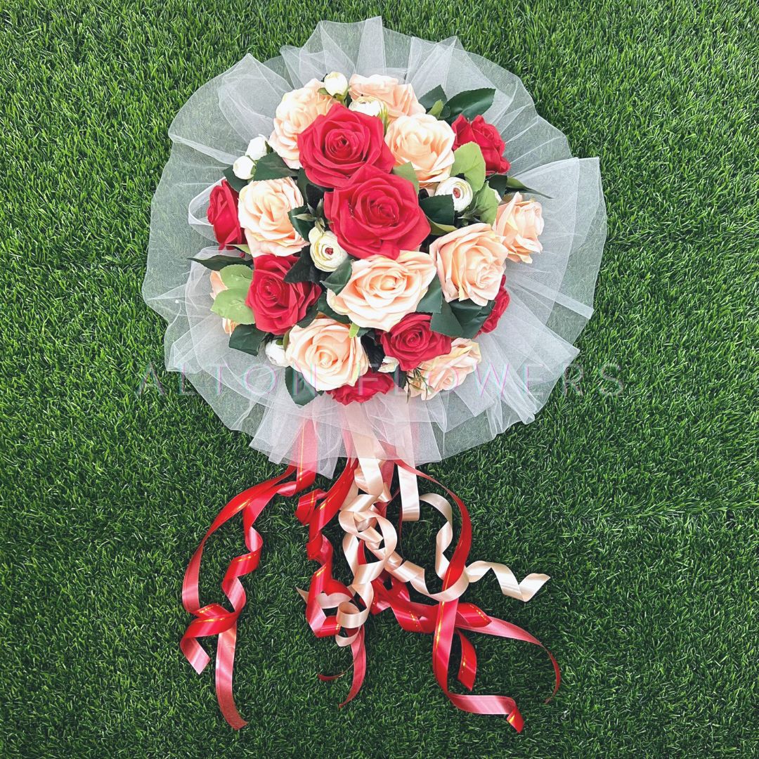 Handcrafted Bridal Wedding Car Decorations Front Bonnet Flowers Ribbon Flower Floral Silk Artificial Bouquet Centerpiece