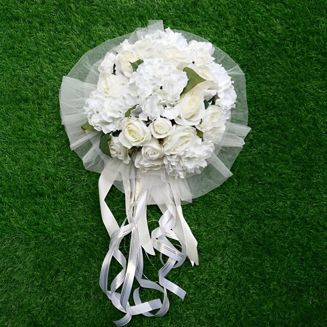 Handcrafted Bridal Wedding Car Decorations Front Bonnet Flowers Ribbon Flower Floral Silk Artificial Bouquet Centerpiece