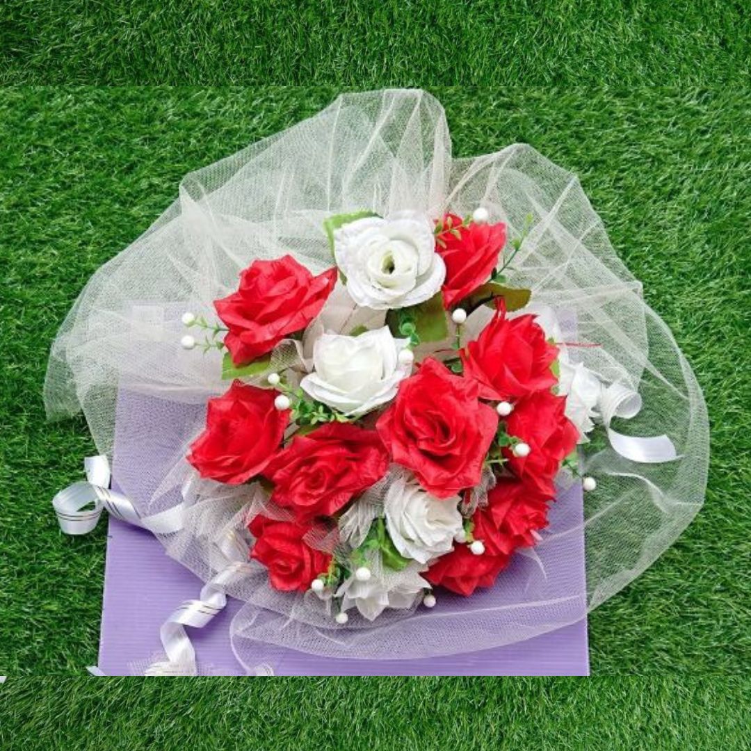 Handcrafted Bridal Wedding Car Decorations Front Bonnet Flowers Ribbon Flower Floral Silk Artificial Bouquet Centerpiece