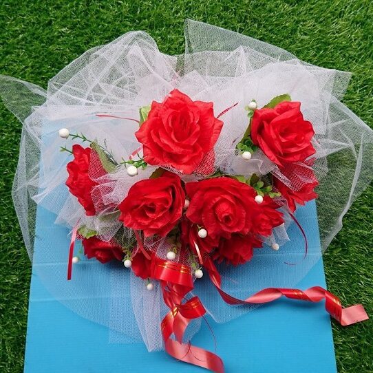 Handcrafted Bridal Wedding Car Decorations Front Bonnet Flowers Ribbon Flower Floral Silk Artificial Bouquet Centerpiece