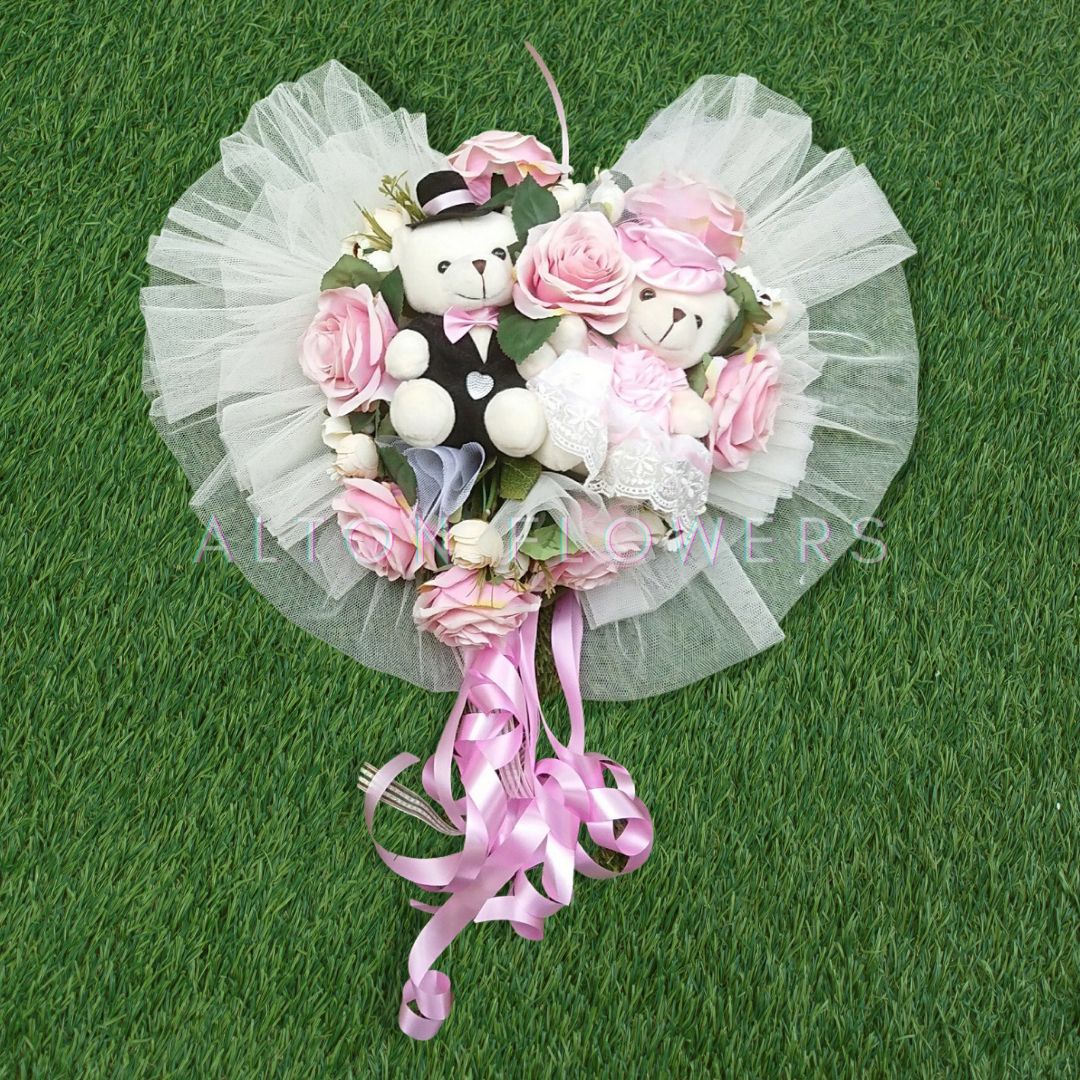 Handcrafted Bridal Wedding Car Decorations Front Bonnet Flowers Ribbon Flower Floral Silk Artificial Bouquet Centerpiece