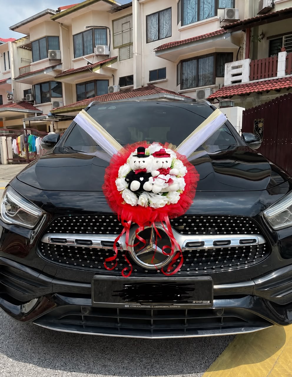 Handcrafted Bridal Wedding Car Decorations Front Bonnet Flowers Ribbon Flower Floral Silk Artificial Bouquet Centerpiece