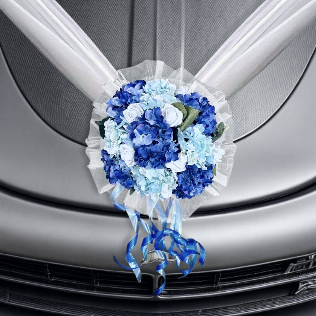 Handcrafted Bridal Wedding Car Decorations Front Bonnet Flowers Ribbon Flower Floral Silk Artificial Bouquet Centerpiece