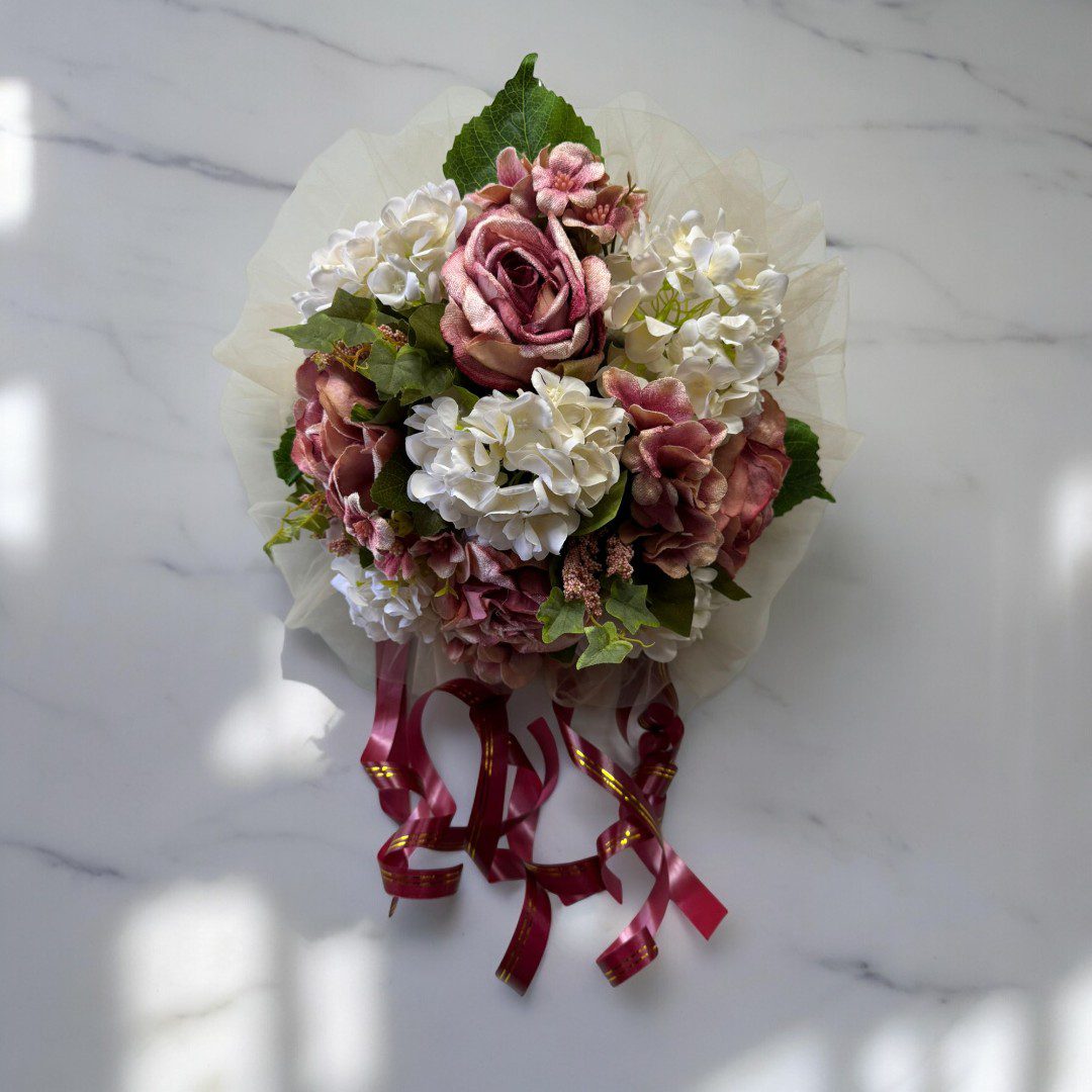 Wedding Car Silk Pink Roses | Handcrafted Wedding Car Bouquet