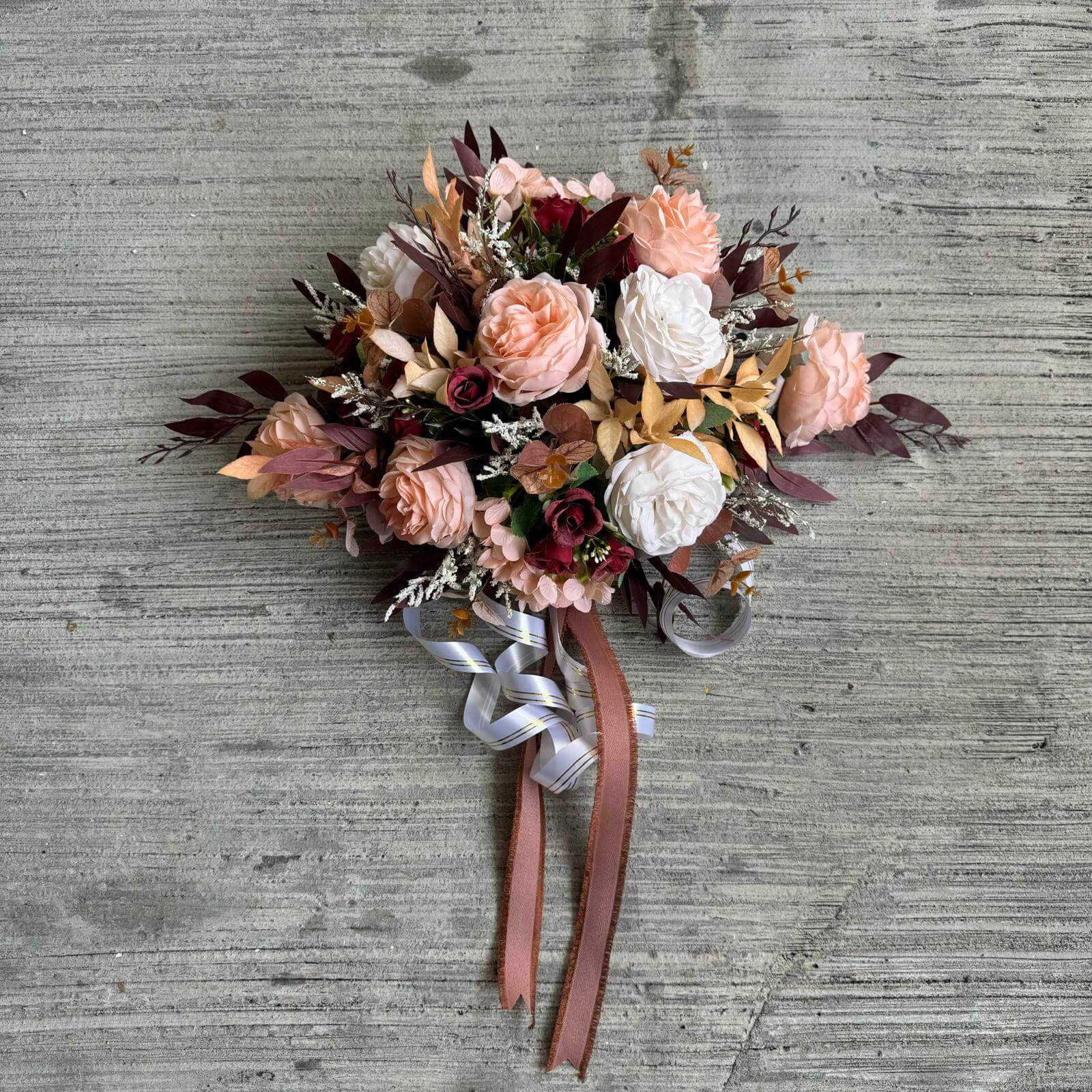 Handcrafted Bridal Wedding Car Decorations Front Bonnet Flowers Ribbon Flower Floral Silk Artificial Bouquet Centerpiece Acar040