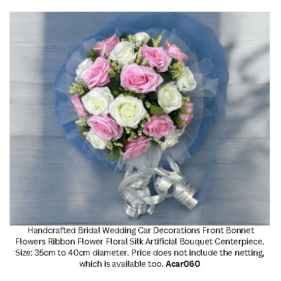 Handcrafted Bridal Wedding Car Decorations Front Bonnet Flowers Ribbon Flower Floral Silk Artificial Bouquet Centerpiece Acar060