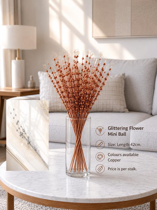 Copper-colored flower glittering style artificial flower by Alton Flowers, showcasing shimmering petals and detailed craftsmanship.